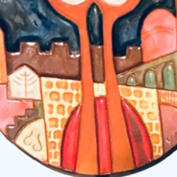 1987 Jerusalem 3-religions ceramic wall hanging